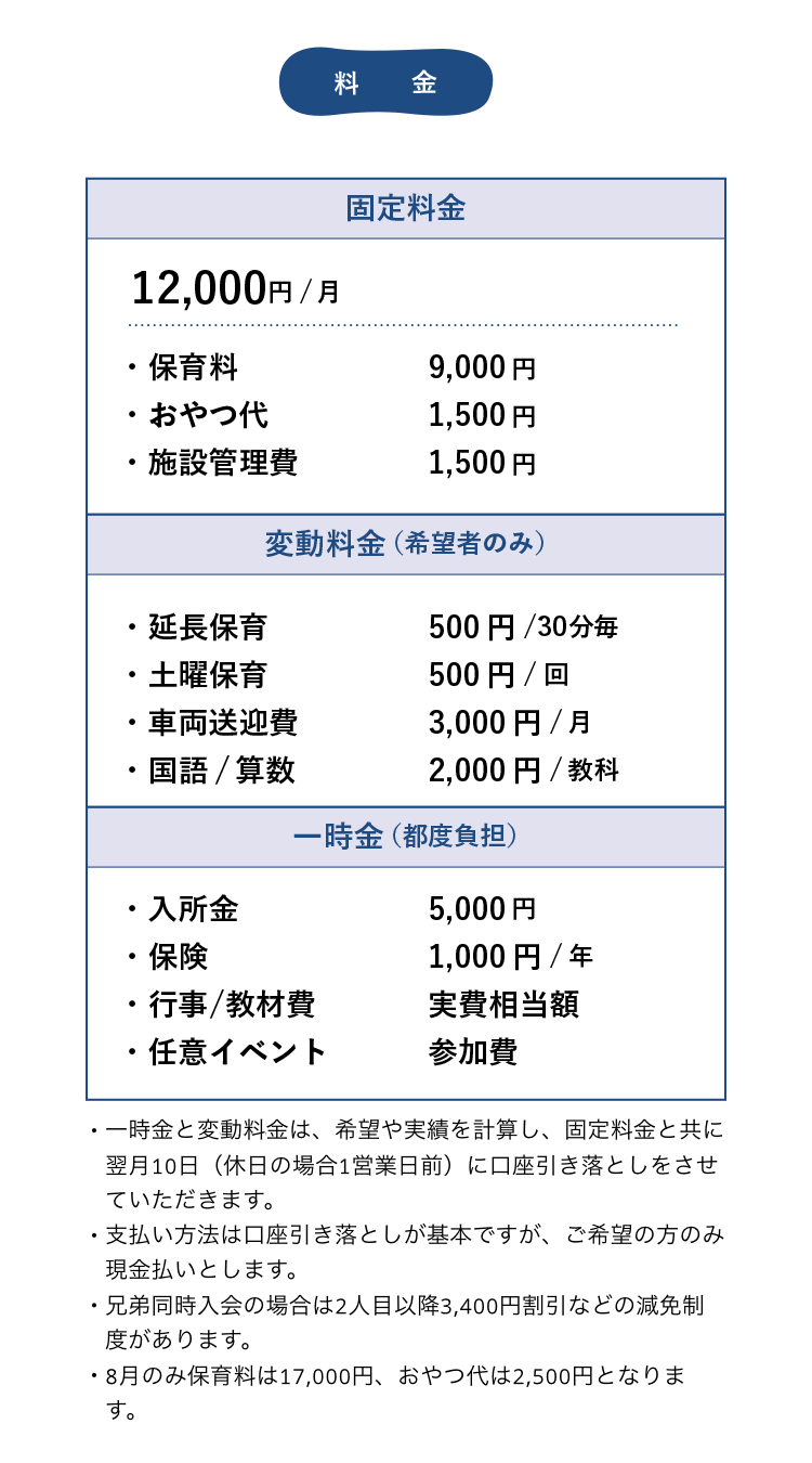 料金表